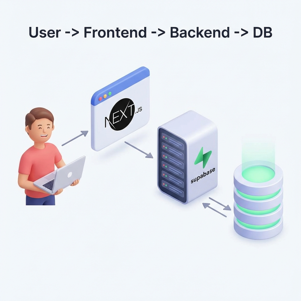 전체 데이터 흐름: 유저 → 프론트엔드 → 백엔드 → DB